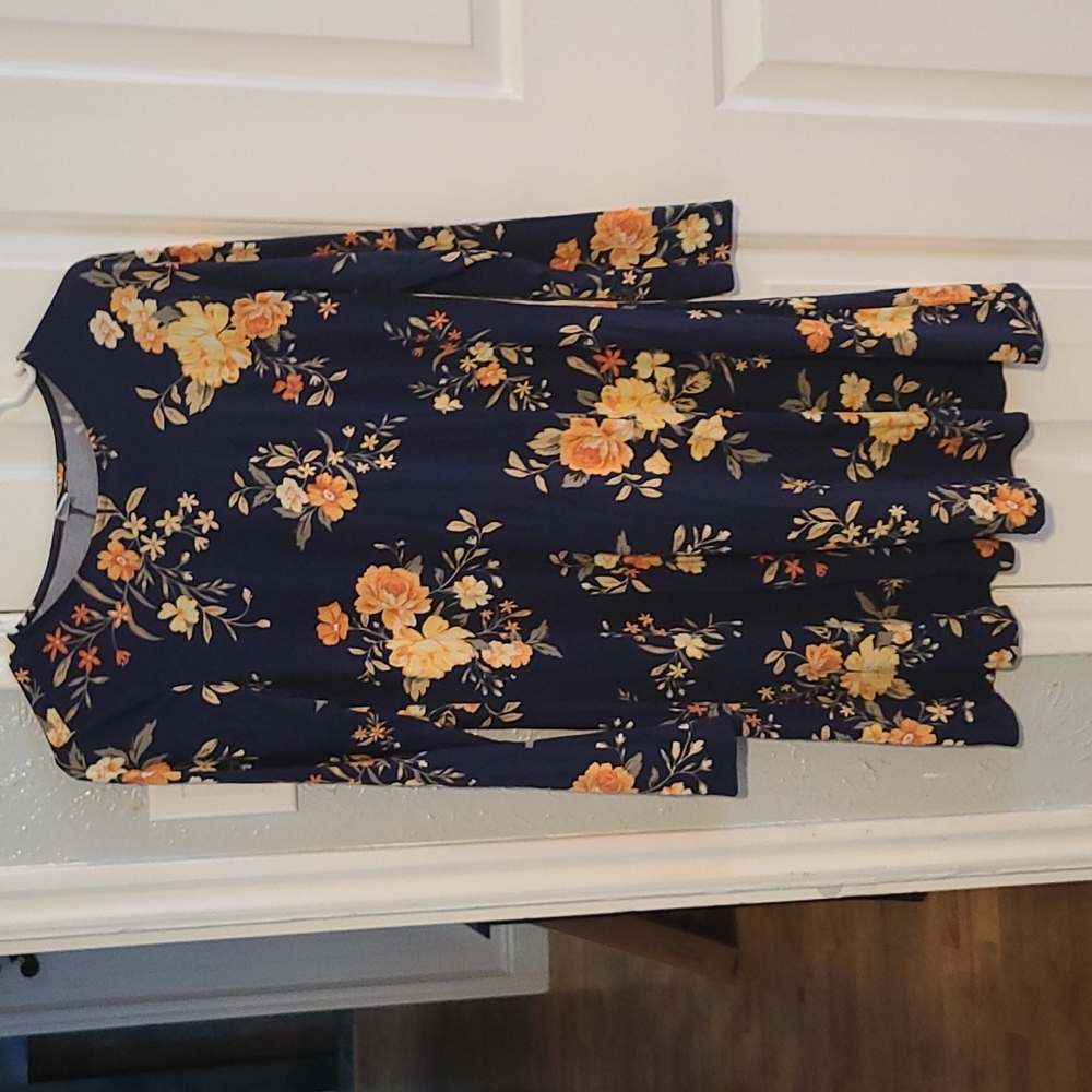 Dark Blue Floral Dress